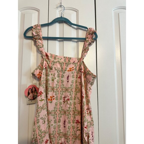 Agua Bendita X Target Womens XXL Light Pink Floral Tiered Mini Dress With Pocket - Picture 7 of 9